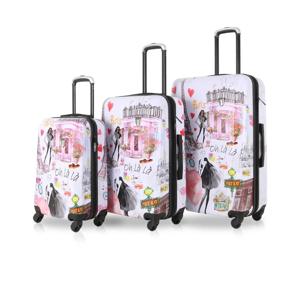 TUCCI Italy PARIS LOVE ART (20", 24", 28") Luggage Suitcase Set