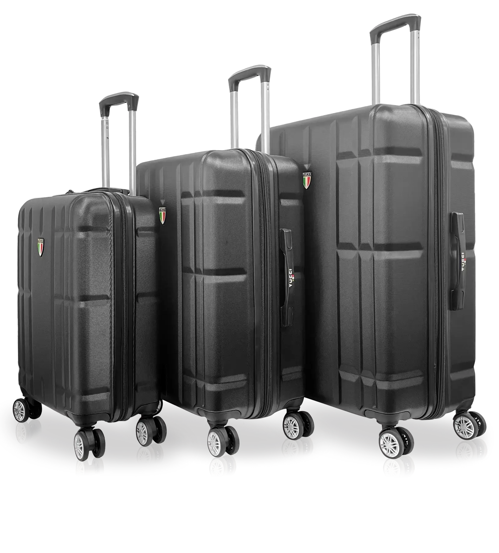 Tucci Italy Spostarsi ABS (20", 24", 28") 3 PC Luggage Suitcase Set - Black, 3 Piece Set image