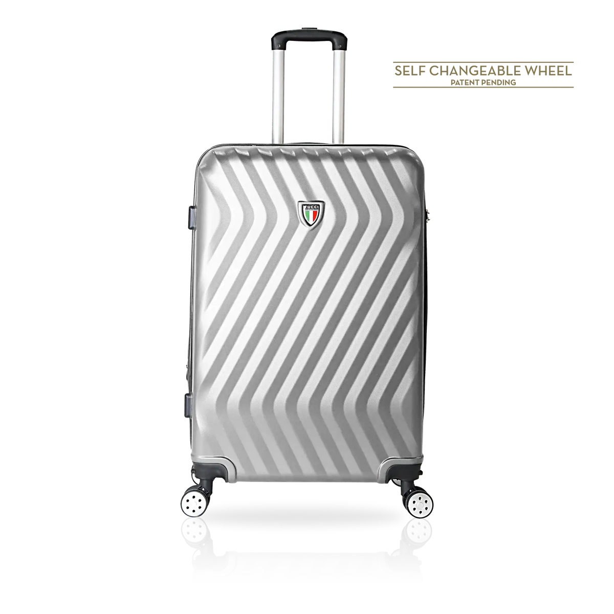 Tucci Italy Mutevole (20", 28", 30", 32") 4 Piece Set Spinner Travel Suitcase - Silver, 32" image