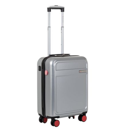 Air Canada Magnum Hardside Carry on with USB Port and Push-Button Handle - Rolling Wheeled Spinner Travel Lightweight ABS Suitcase, Silver image 0