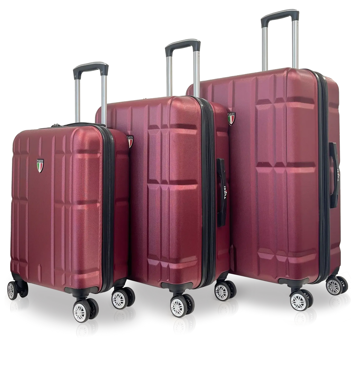 Tucci Italy Spostarsi ABS (20", 24", 28") 3 PC Luggage Suitcase Set - Maroon, 3 Piece Set image