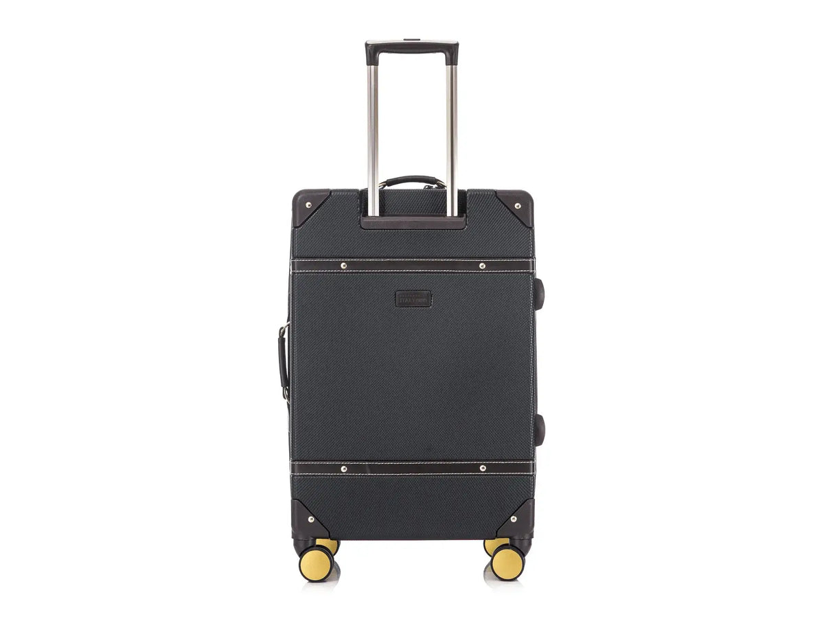 TUCCI Italy Legato Vinchic Vintage Luggage Suitcase Set - Black/Brown, 20" image
