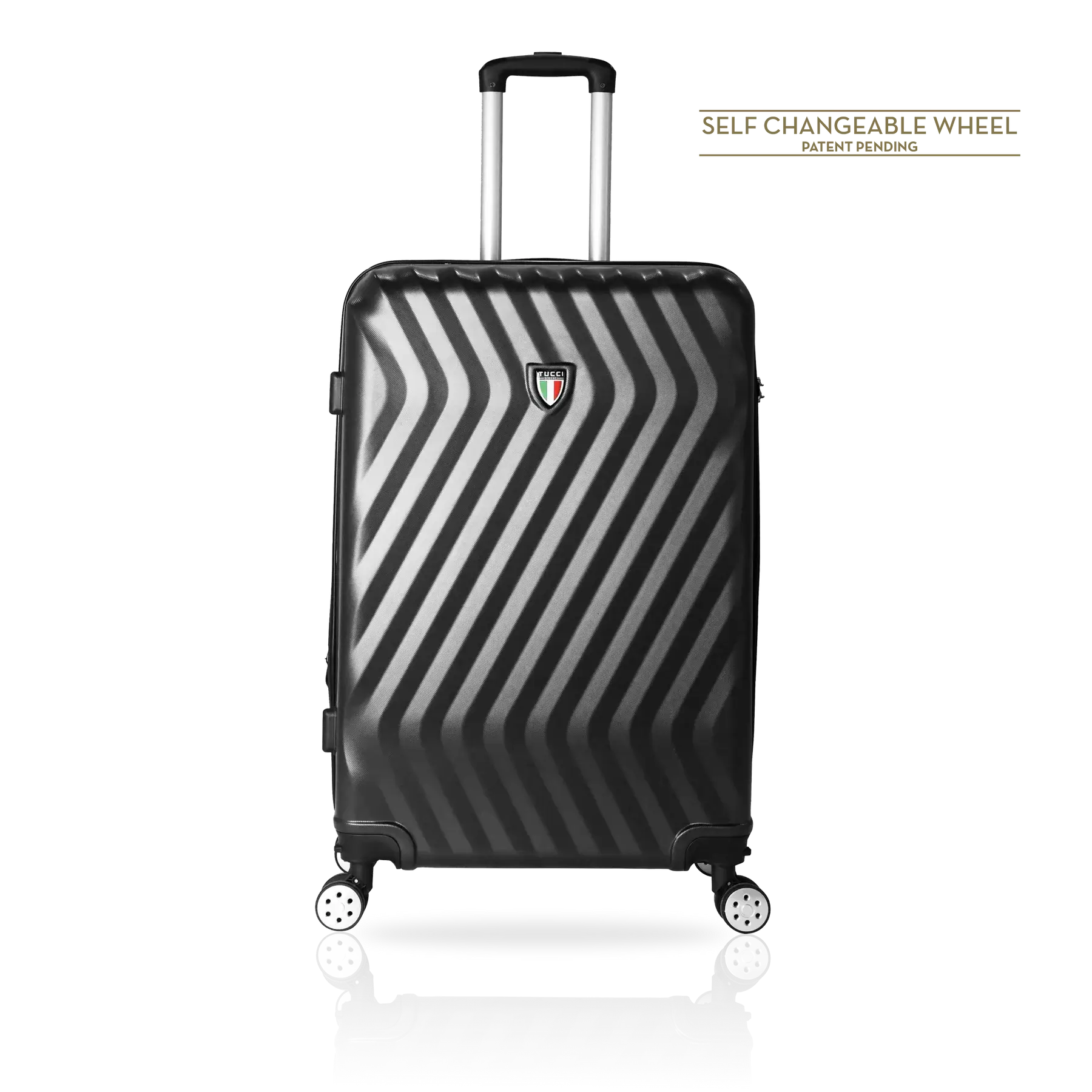 Tucci Italy Mutevole (20", 28", 30", 32") 4 Piece Set Spinner Travel Suitcase - Black, 32" image