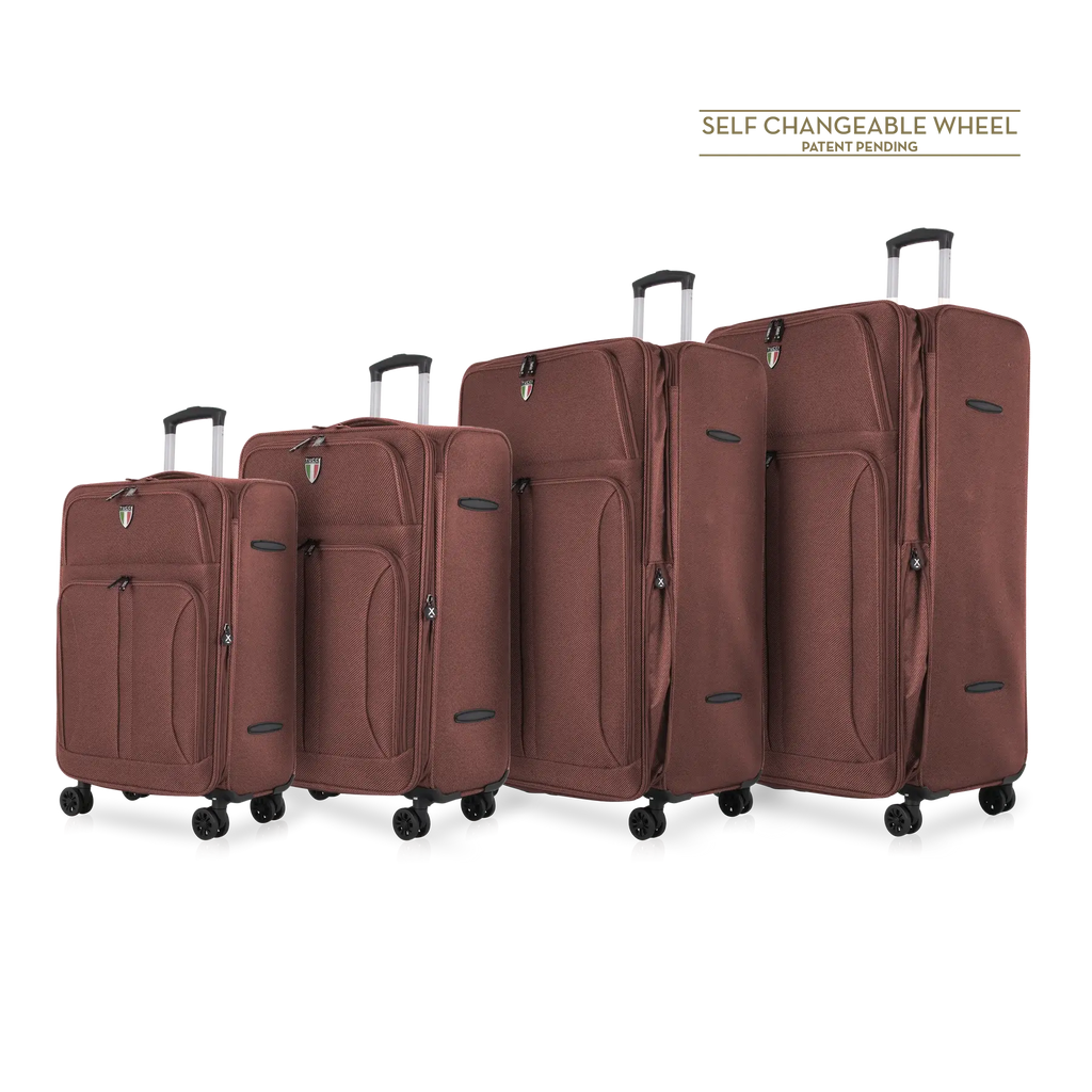 Tucci Softside Luggage - Brown, 4 Piece Set image