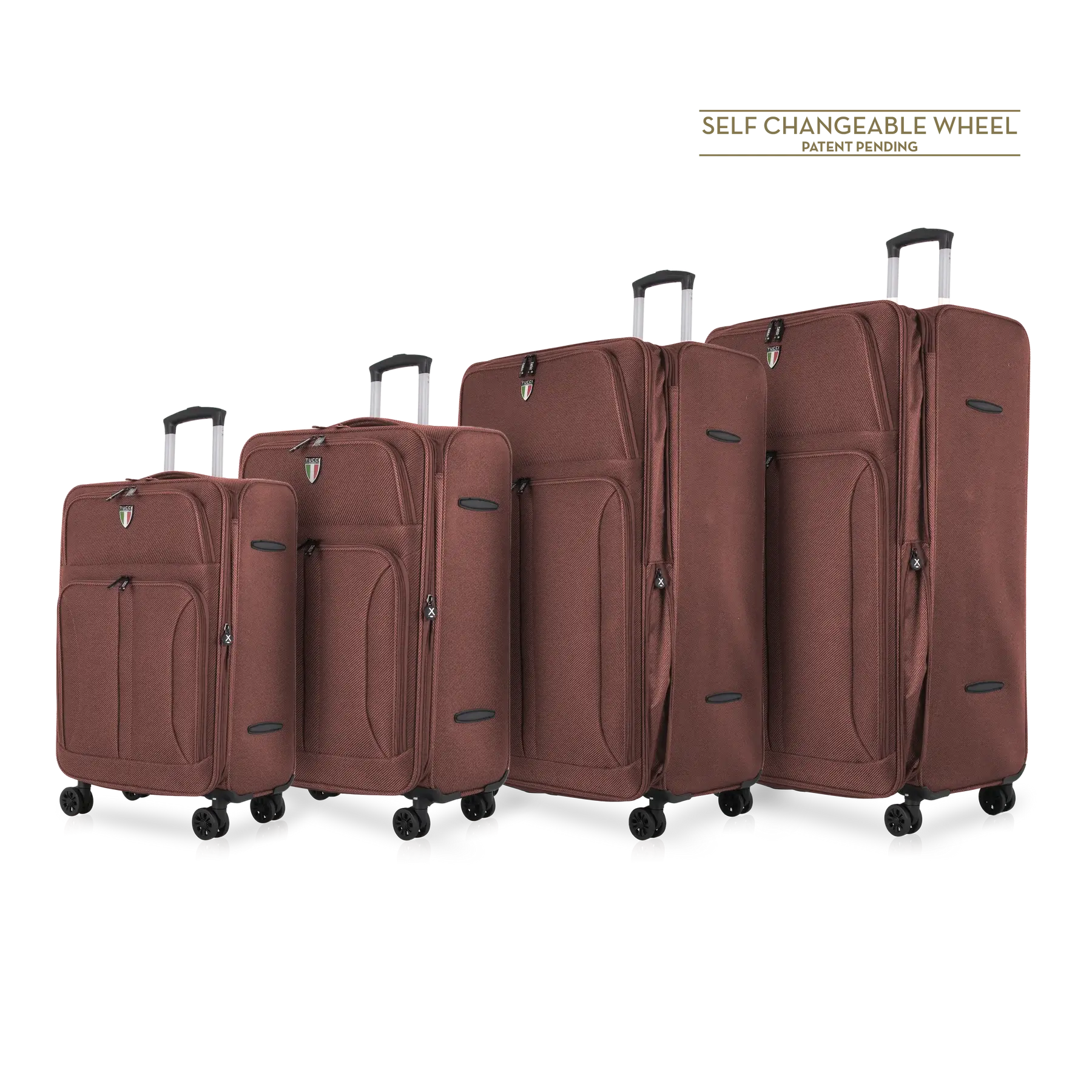 Tucci Softside Luggage - Brown, 4 Piece Set image