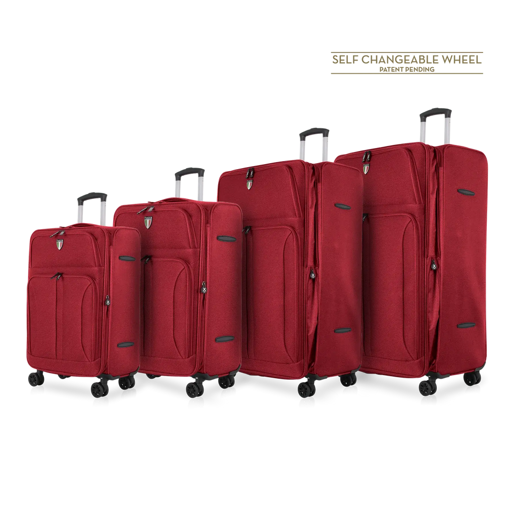 Tucci Softside Luggage - Burgundy, 4 Piece Set image