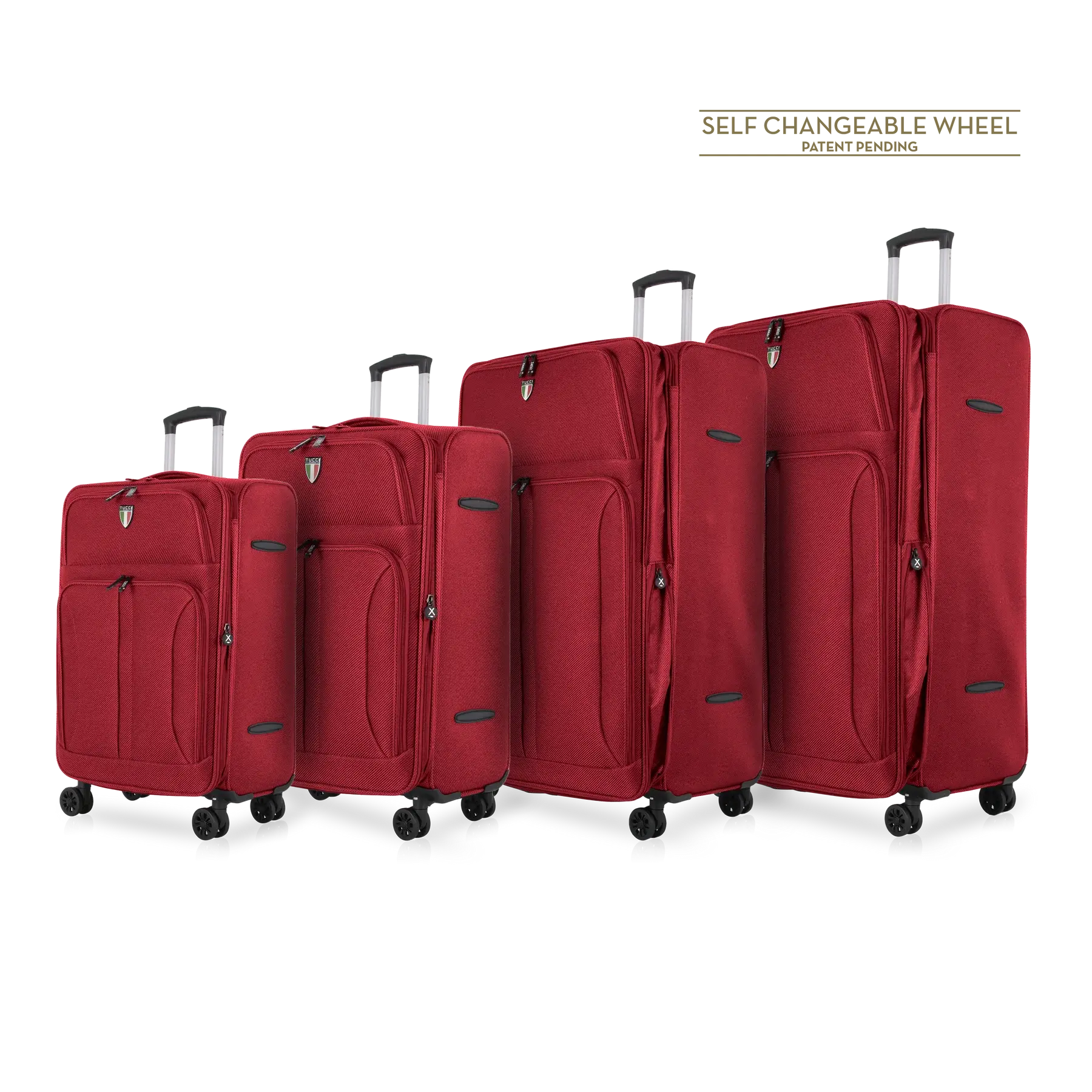 Tucci Softside Luggage - Burgundy, 4 Piece Set image