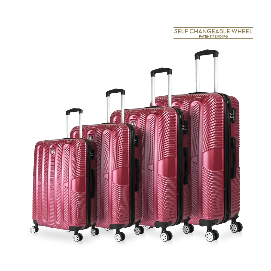 TUCCI Italy SPECIALI 4 Piece (20", 28", 30", 32") Detachable Spinner Wheel Suitcase Set - Burgundy, 4 Piece Set image