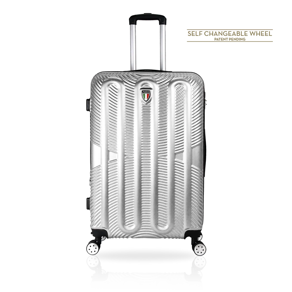 TUCCI Italy SPECIALI 4 Piece (20", 28", 30", 32") Detachable Spinner Wheel Suitcase Set - Silver, 32" image