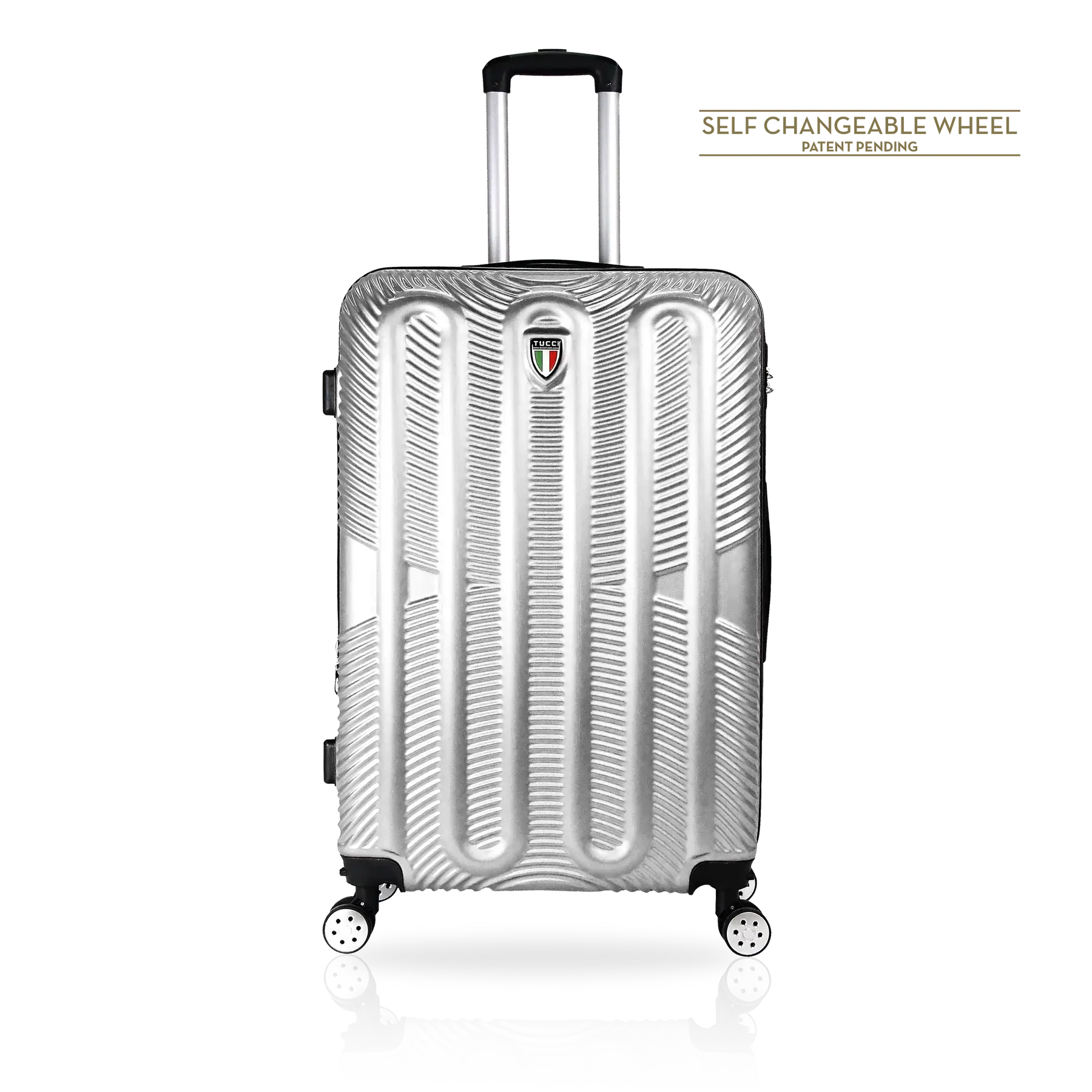 TUCCI Italy SPECIALI 4 Piece (20", 28", 30", 32") Detachable Spinner Wheel Suitcase Set - Silver, 32" image