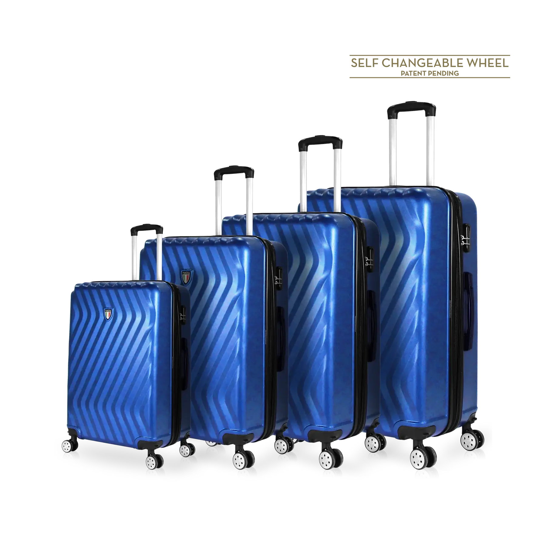 Tucci Italy Mutevole (20", 28", 30", 32") 4 Piece Set Spinner Travel Suitcase - Blue, 4 Piece Set image