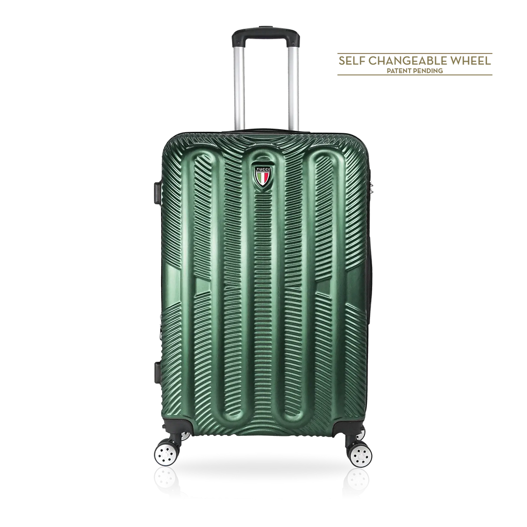 TUCCI Italy SPECIALI 4 Piece (20", 28", 30", 32") Detachable Spinner Wheel Suitcase Set - Green, 32" image
