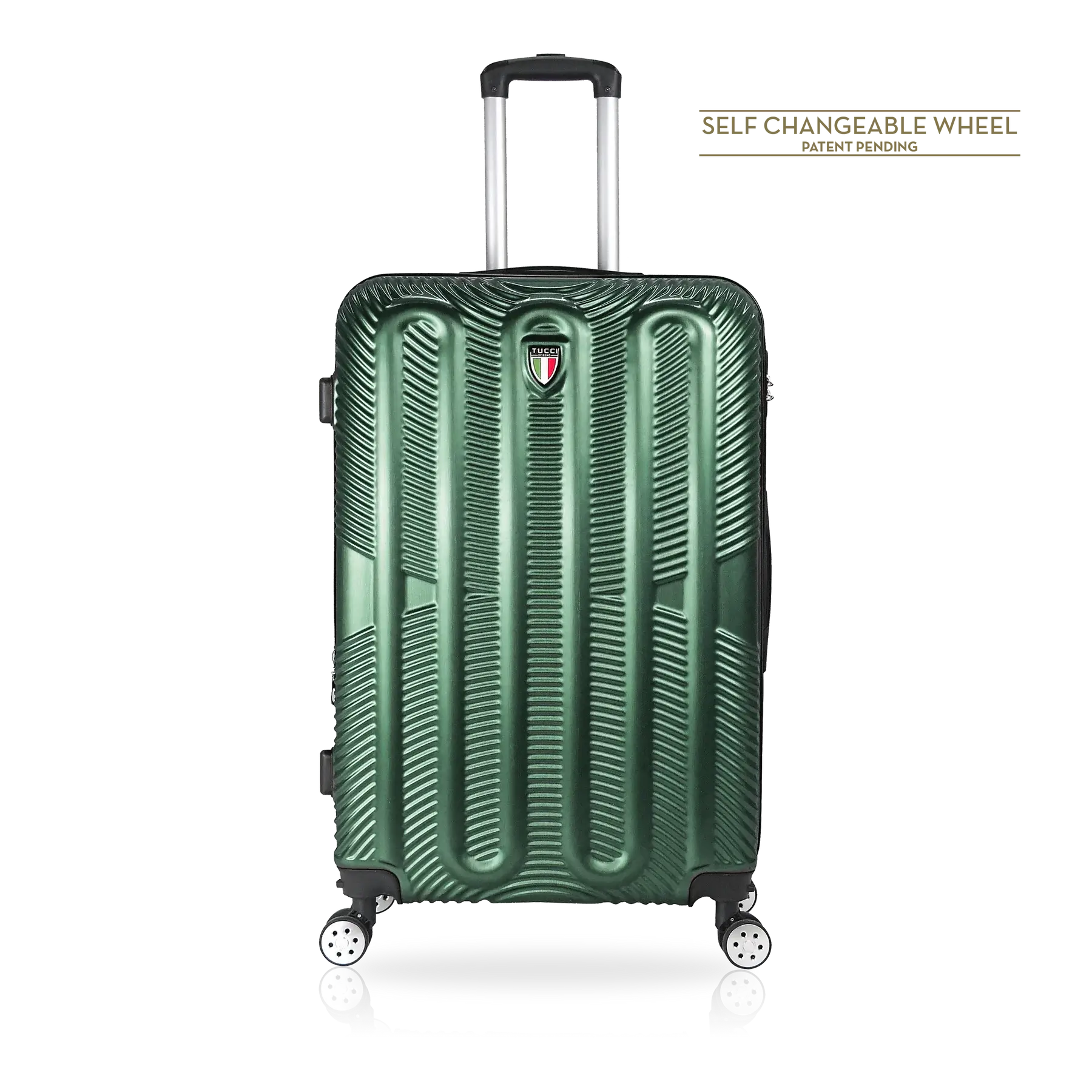 TUCCI Italy SPECIALI 4 Piece (20", 28", 30", 32") Detachable Spinner Wheel Suitcase Set - Green, 32" image