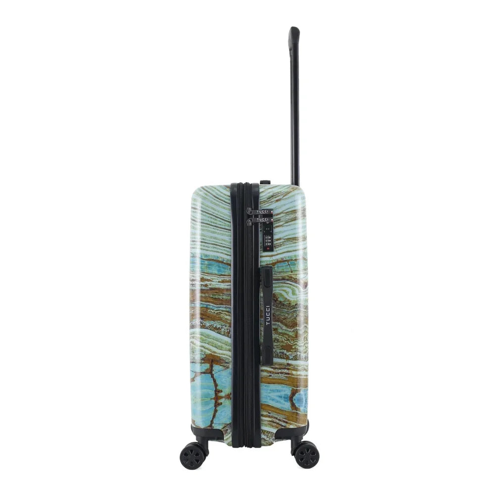 TUCCI Italy Earth Art Emerald Marble 3 PC Set (20", 24", 28") Luggage Suitcase