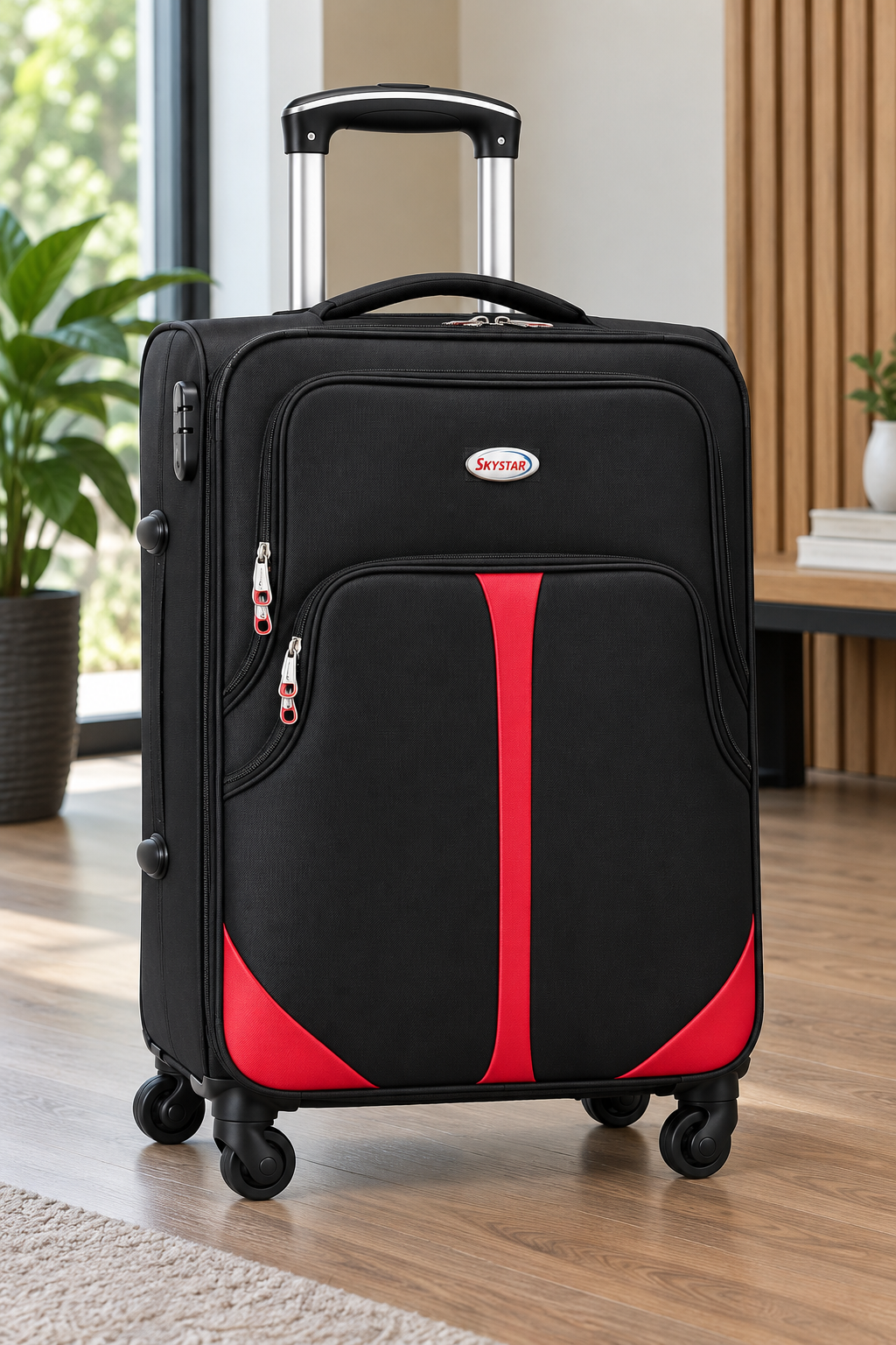 Sky Star Soft Side Fabric Luggage Single Black