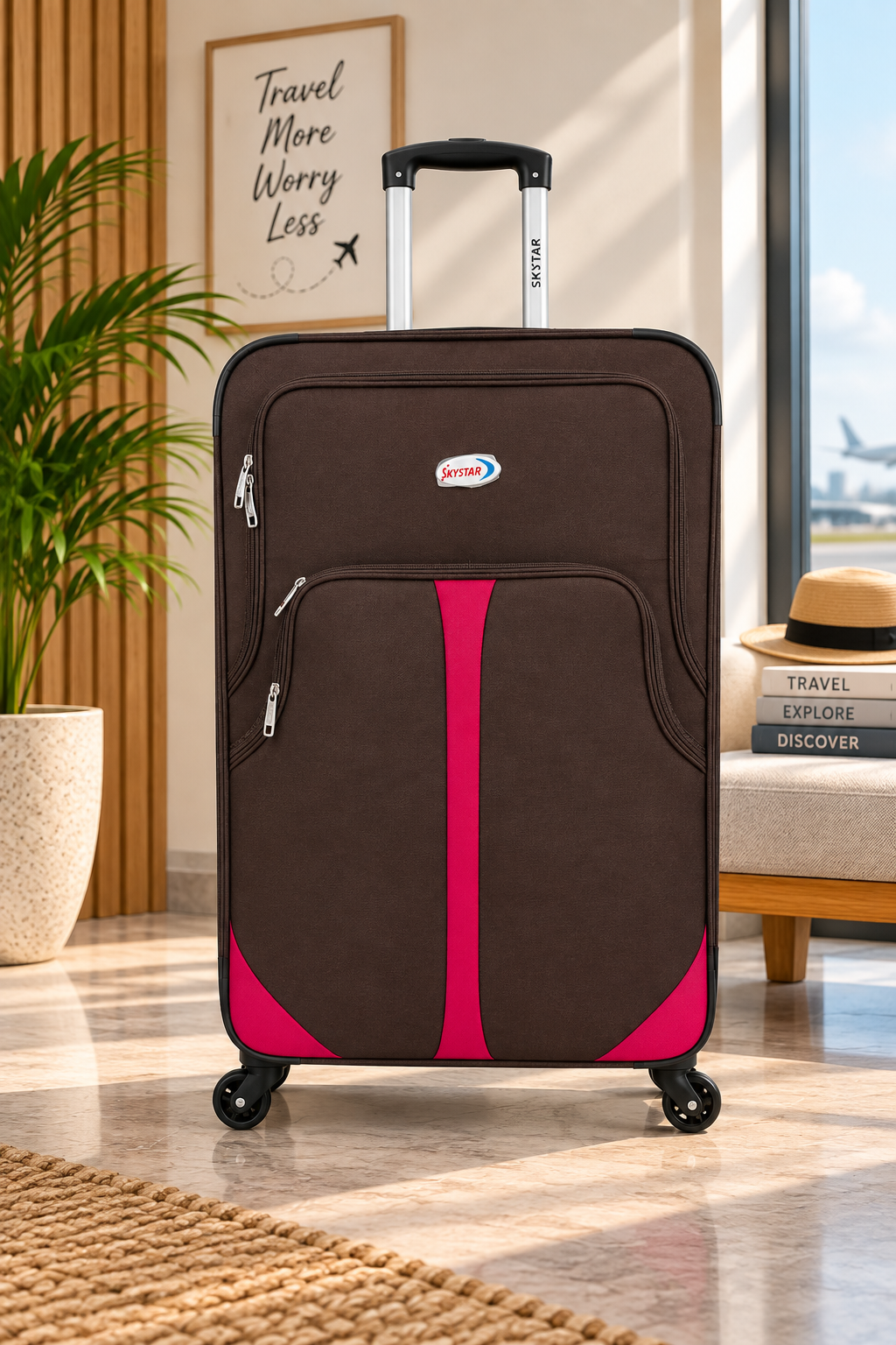 Sky Star Soft Side Fabric Luggage Single Brown