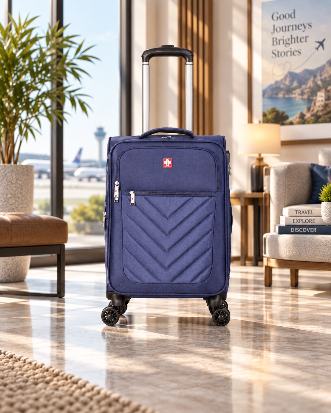 Swiss Traveller Spinner Luggage Suitcase Blue