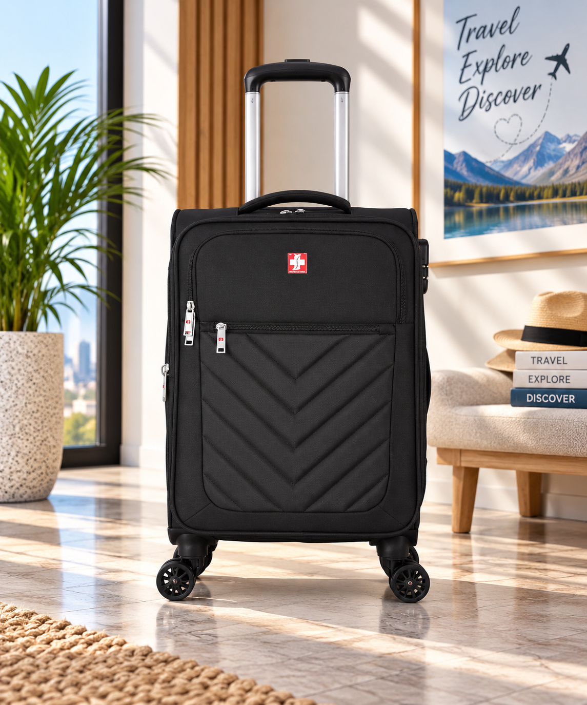 Swiss Traveller Spinner Luggage Suitcase Black