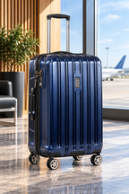 Delsey Chrometec Hardside Spinner Checked Luggage 24" Navy