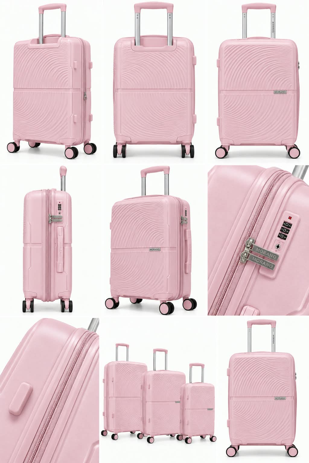 Morano Hardside Luggage Lightweight Expandable Suitcase Set Travel Luggage — Single, Pink