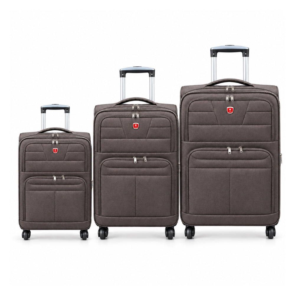 Softside Spinner Suitcase with 4 Wheels Lightweight Travel Luggage Set of 3 (20", 28", 31")
