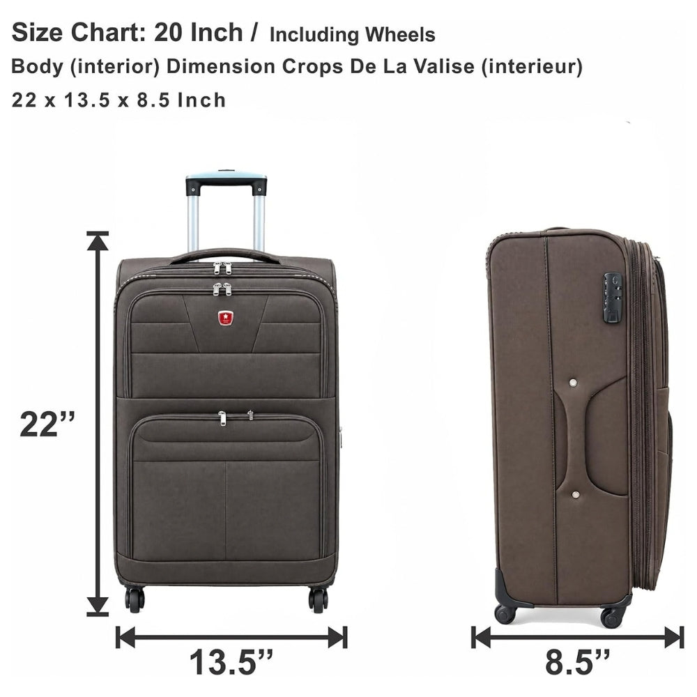 Softside Spinner Suitcase with 4 Wheels, Lightweight Travel Luggage Single Brown