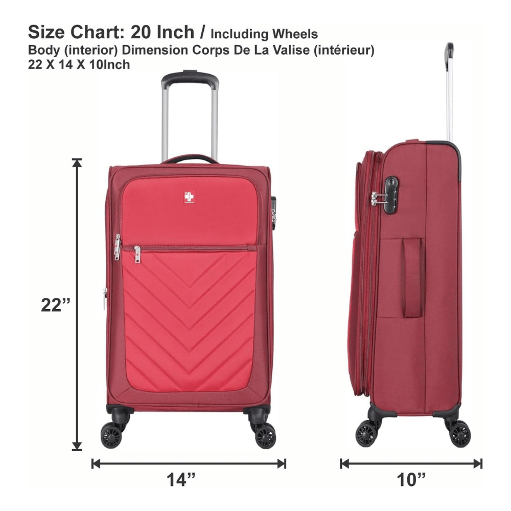 Swiss Traveller Spinner Luggage Suitcase Burgundy