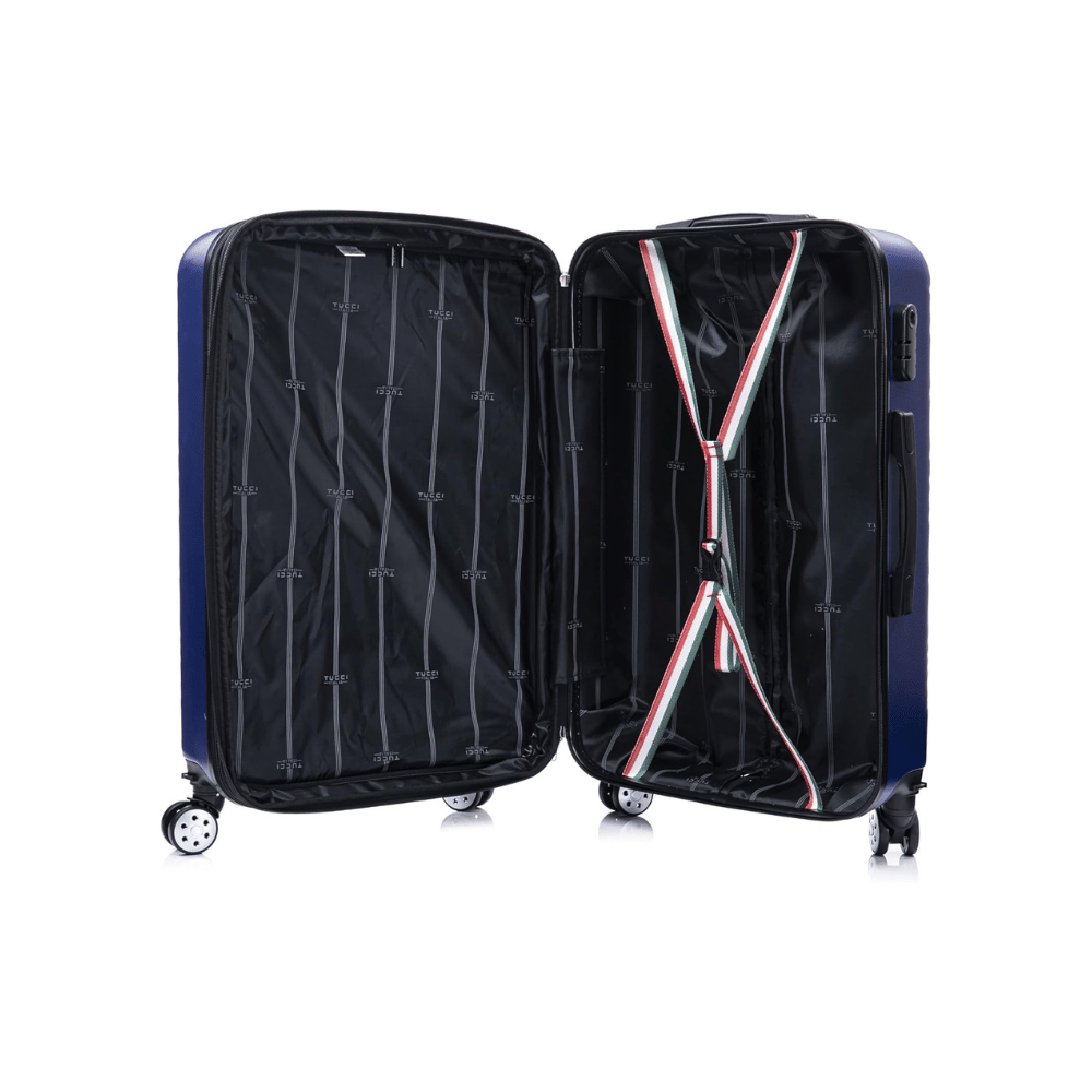 TUCCI Italie SPÉCIALI Ensemble de 4 valises à roulettes pivotantes détachables (51 cm, 71 cm, 76 cm, 81 cm) BLEU
