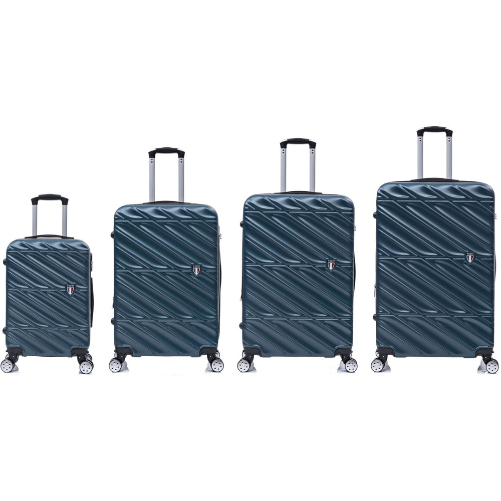 TUCCI Italie SPÉCIALI Ensemble de 4 valises à roulettes pivotantes détachables (51 cm, 71 cm, 76 cm, 81 cm) BLEU