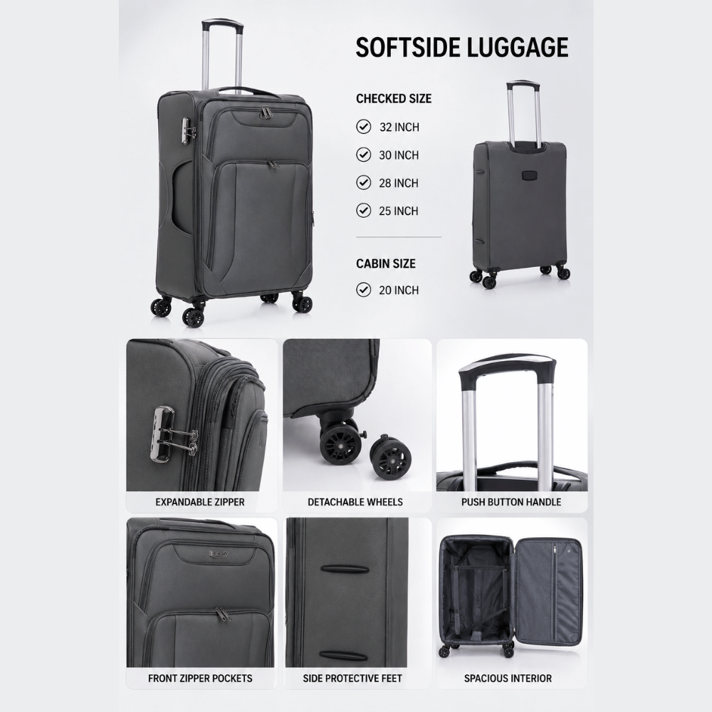 American Traveller 4 Piece Soft side Luggage Set of 4 - 20" + 28" + 30" + 32"