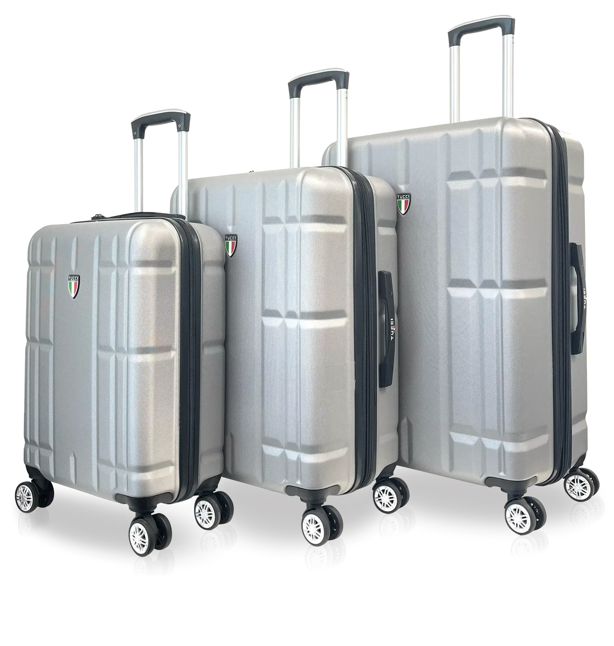 Tucci Italy Spostarsi ABS (20", 24", 28") 3 PC Luggage Suitcase Set - Silver, 3 Piece Set image