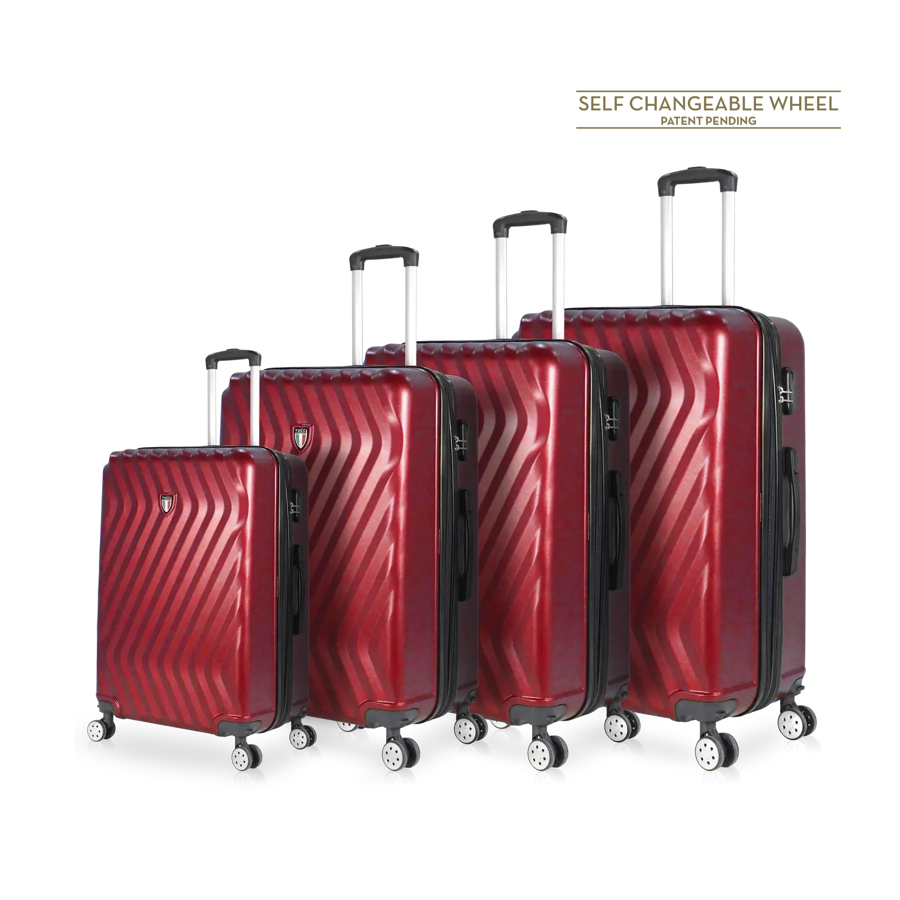 Tucci Italy Mutevole (20", 28", 30", 32") 4 Piece Set Spinner Travel Suitcase - Red, 4 Piece Set image