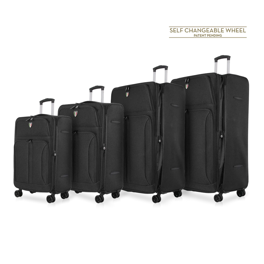 Tucci Softside Luggage - Black, 4 Piece Set image