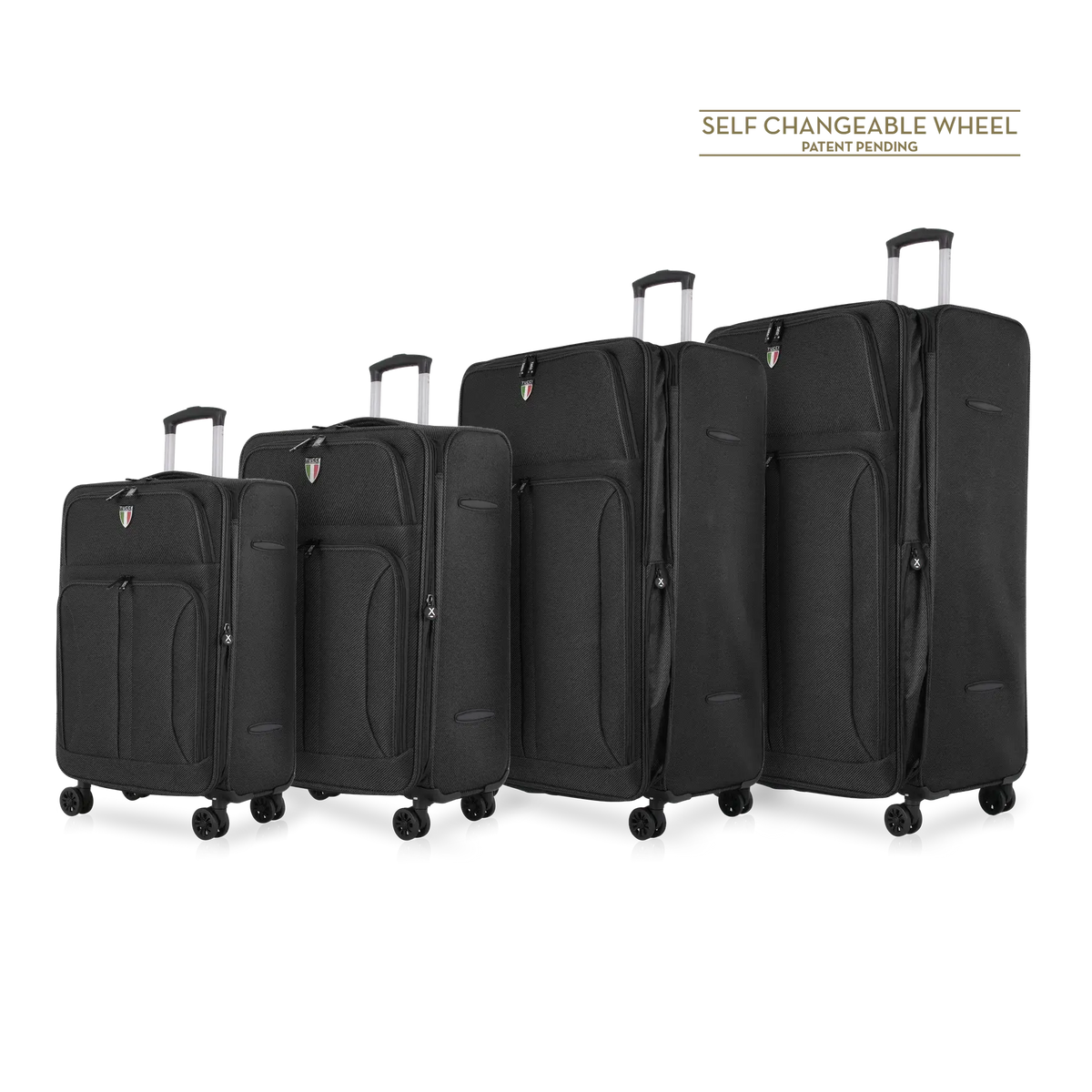 Tucci Softside Luggage - Black, 4 Piece Set image