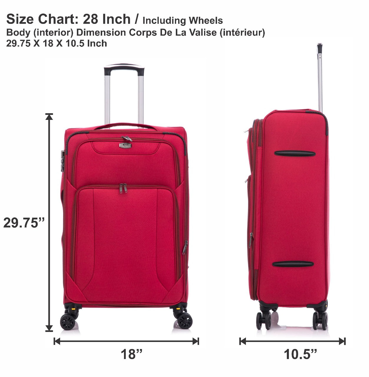 American Traveller 4 Piece Soft side Luggage Set Red image 12
