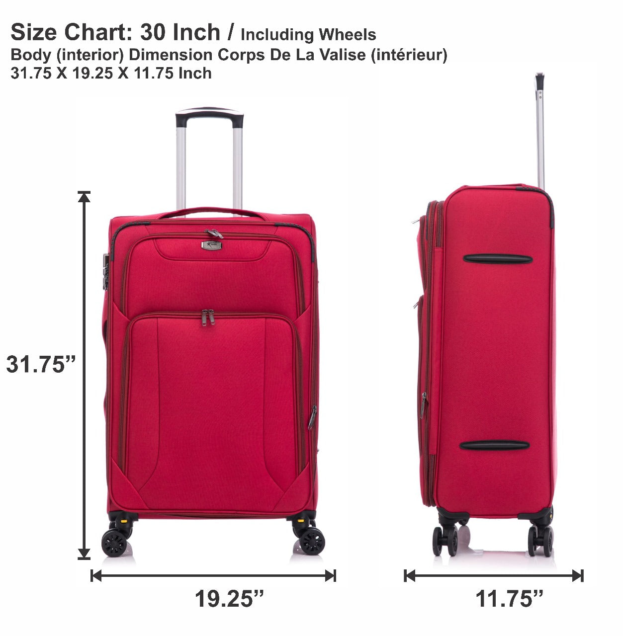 American Traveller 4 Piece Soft side Luggage Set Red image 15