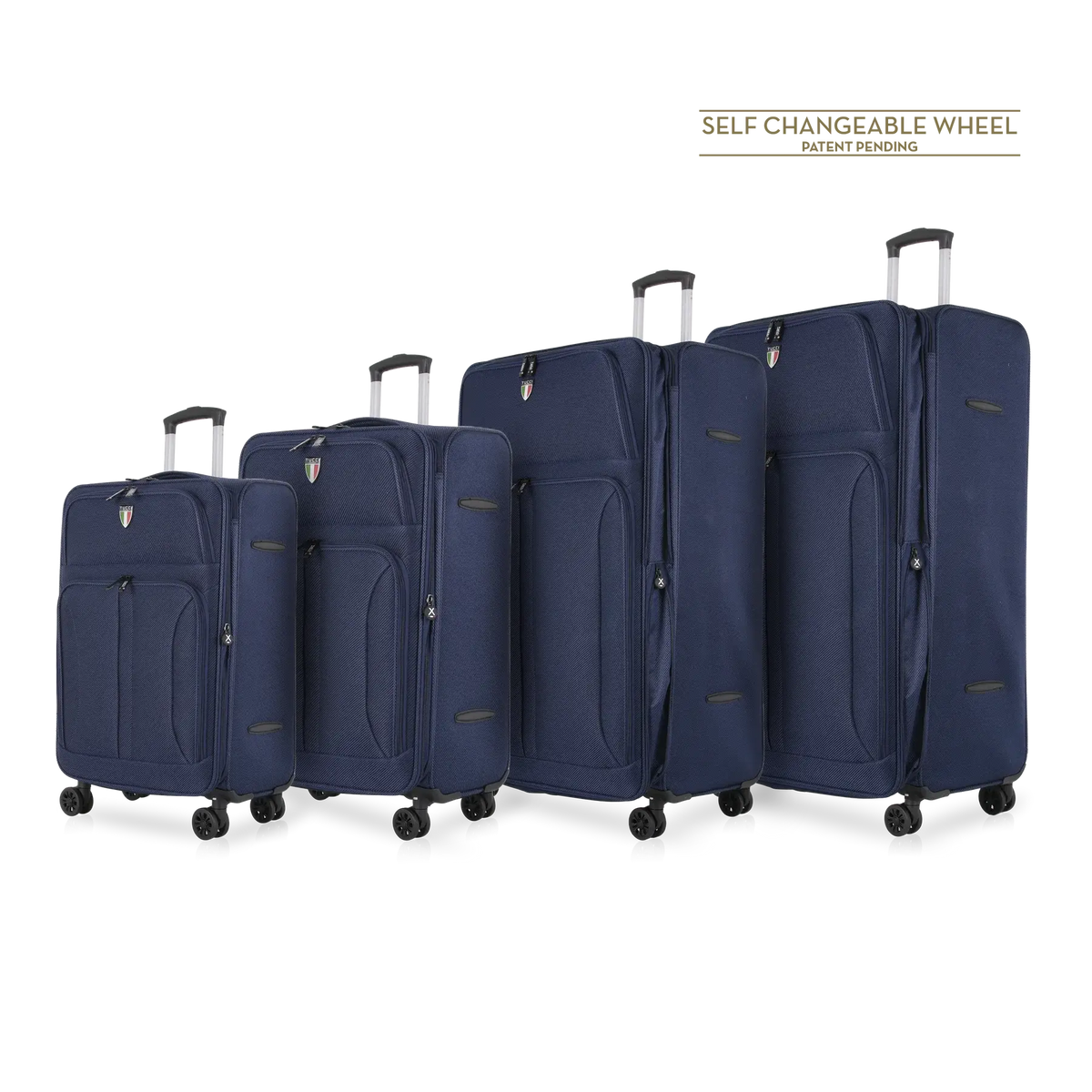 Tucci Softside Luggage - Navy Blue, 4 Piece Set image