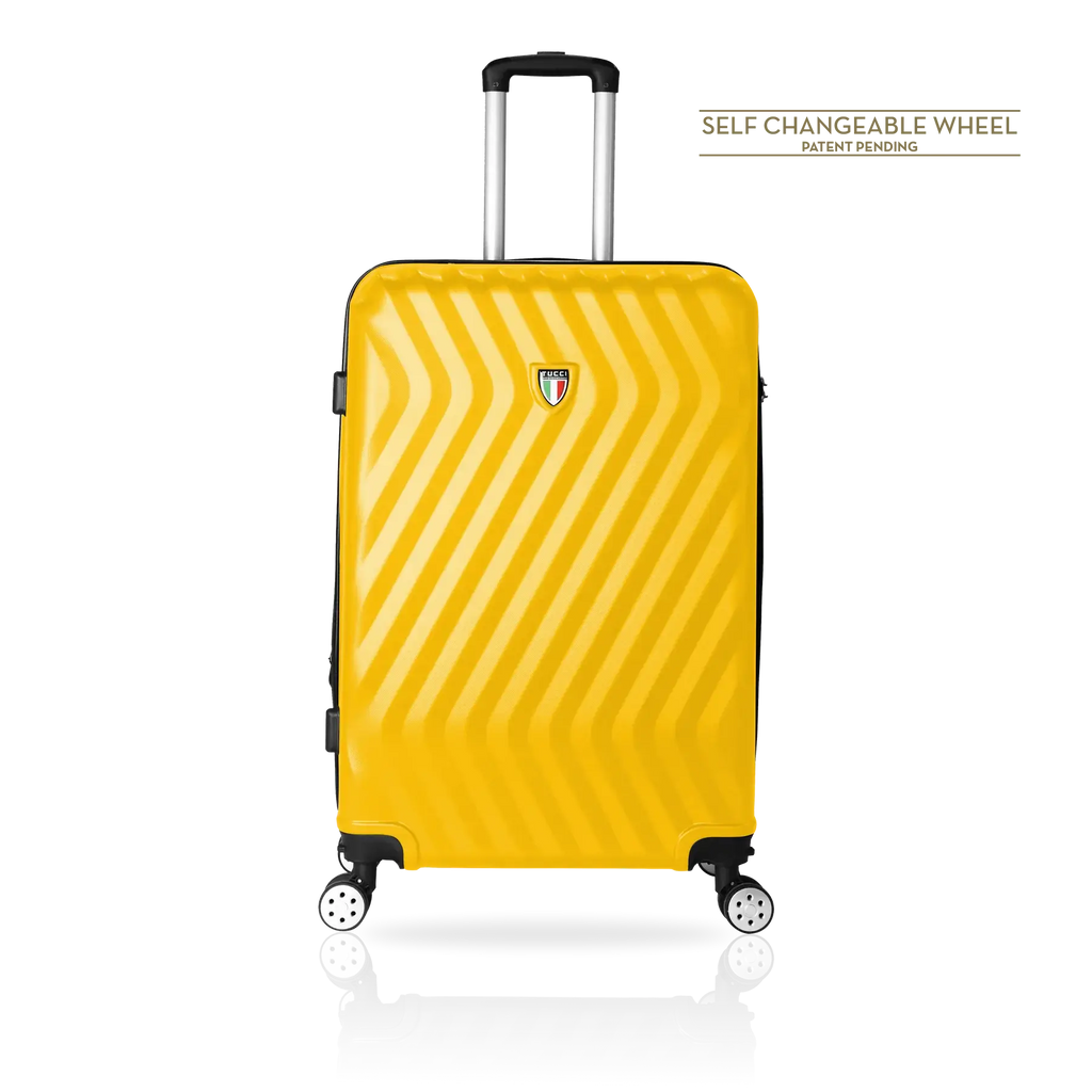 TUCCI Italy MUTEVOLE 3 Piece (20", 28", 30") Detachable Spinner Wheel Suitcase Set - Mustard Yellow, 20" image