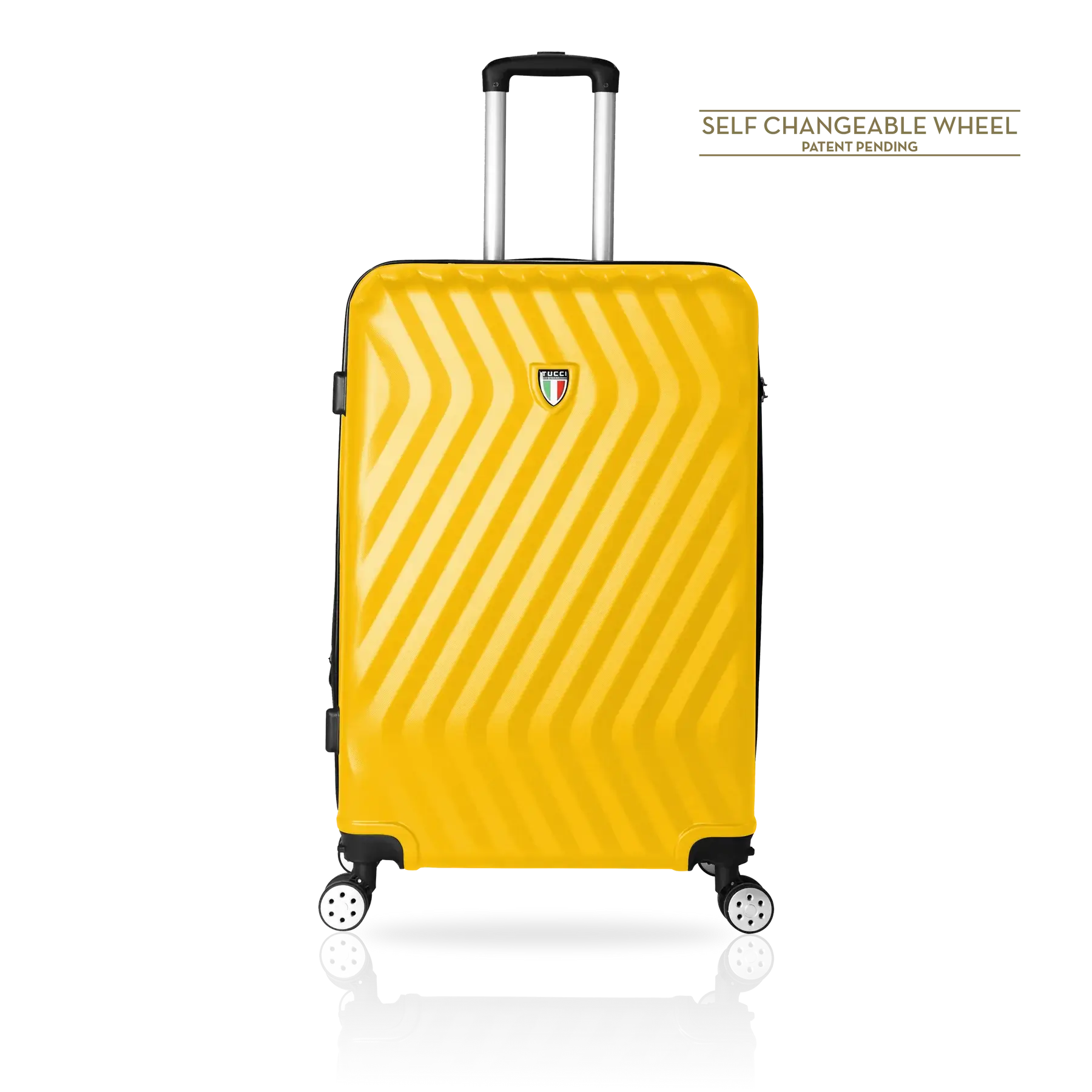 TUCCI Italy MUTEVOLE 3 Piece (20", 28", 30") Detachable Spinner Wheel Suitcase Set - Mustard Yellow, 20" image