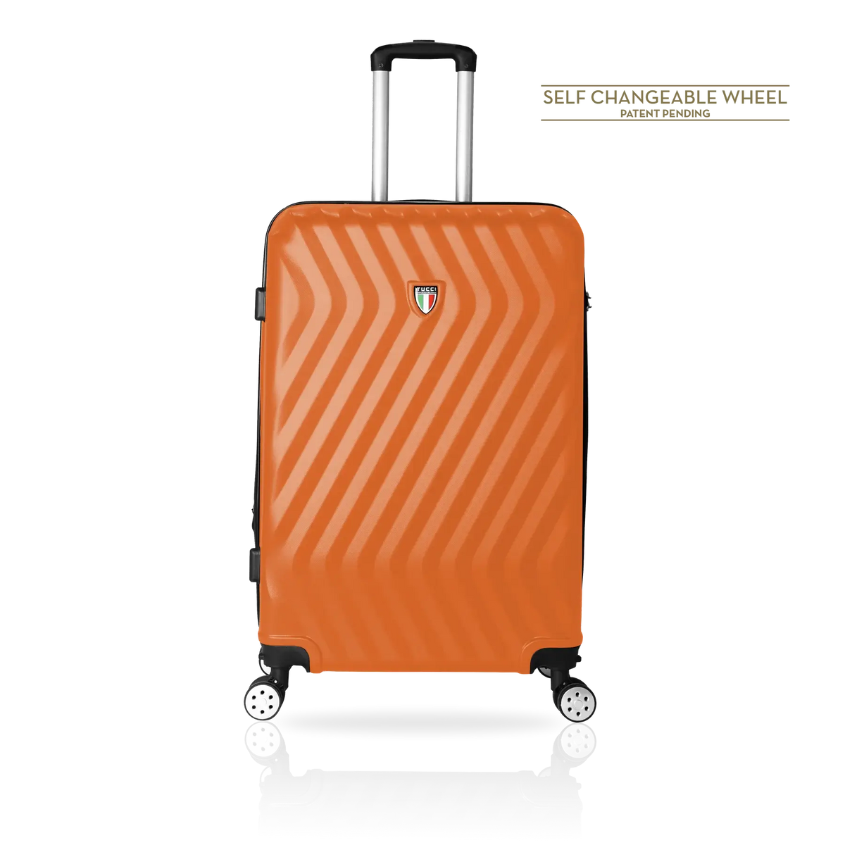 Tucci Italy Mutevole (20", 28", 30", 32") 4 Piece Set Spinner Travel Suitcase - Orange, 32" image