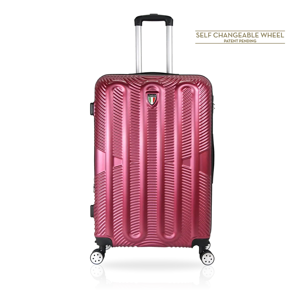 TUCCI Italy SPECIALI 4 Piece (20", 28", 30", 32") Detachable Spinner Wheel Suitcase Set - Burgundy, 20" image
