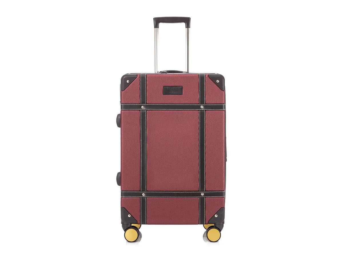 TUCCI Italy Legato Vinchic Vintage Luggage Suitcase Set - Burgundy/Brown, 20" image