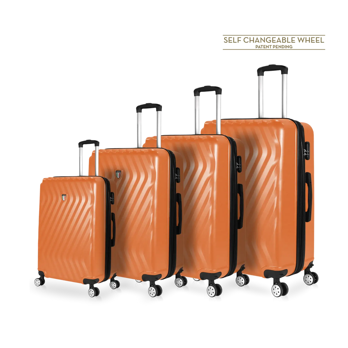 Tucci Italy Mutevole (20", 28", 30", 32") 4 Piece Set Spinner Travel Suitcase - Orange, 4 Piece Set image
