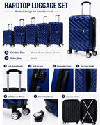 TUCCI Italie SPÉCIALI Ensemble de 4 valises à roulettes pivotantes détachables (51 cm, 71 cm, 76 cm, 81 cm) BLEU