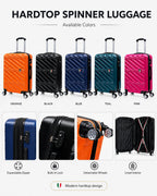 TUCCI Italie SPÉCIALI Ensemble de 4 valises à roulettes pivotantes détachables (51 cm, 71 cm, 76 cm, 81 cm) BLEU