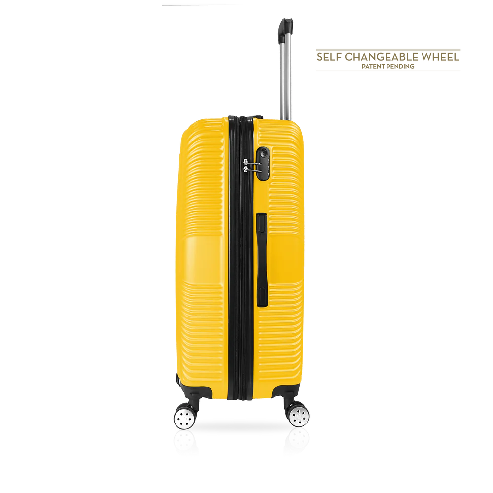 Tucci Hardtop Checked Luggage 30" Inch Large Yellow - Image 5