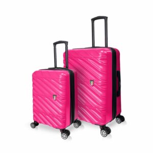 Tucci Italian 2pcs Hard side Luggage Set 28" checked + 20"Carry on Fuschia