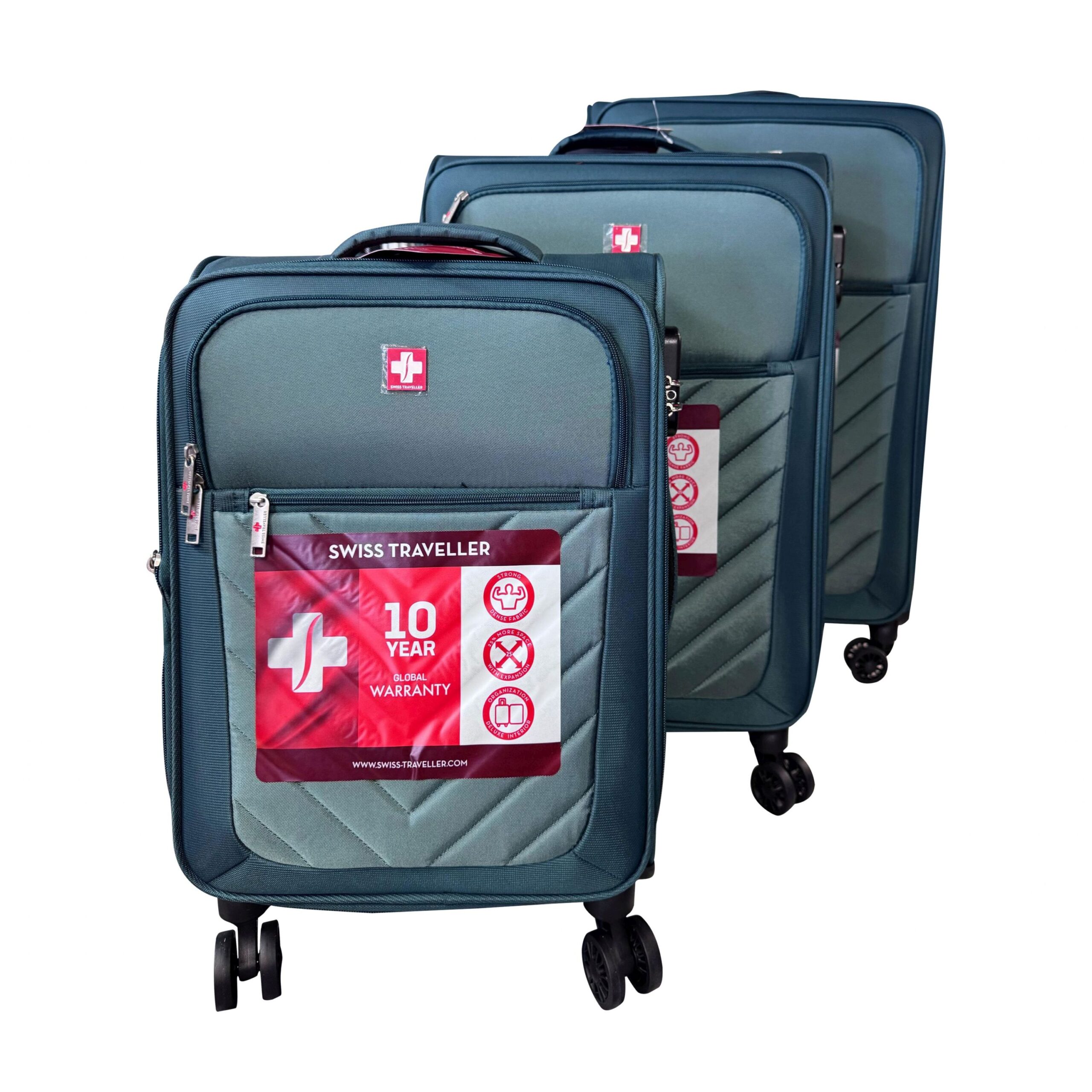 Swiss travel 3 Piece Soft side Luggage Set Mint Green