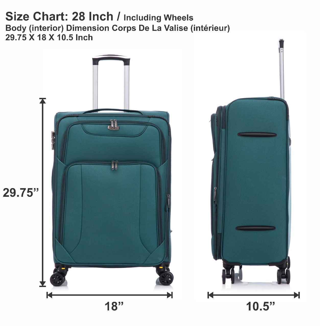 American Traveller 4 Piece Soft side Luggage Set Teal - Image 13