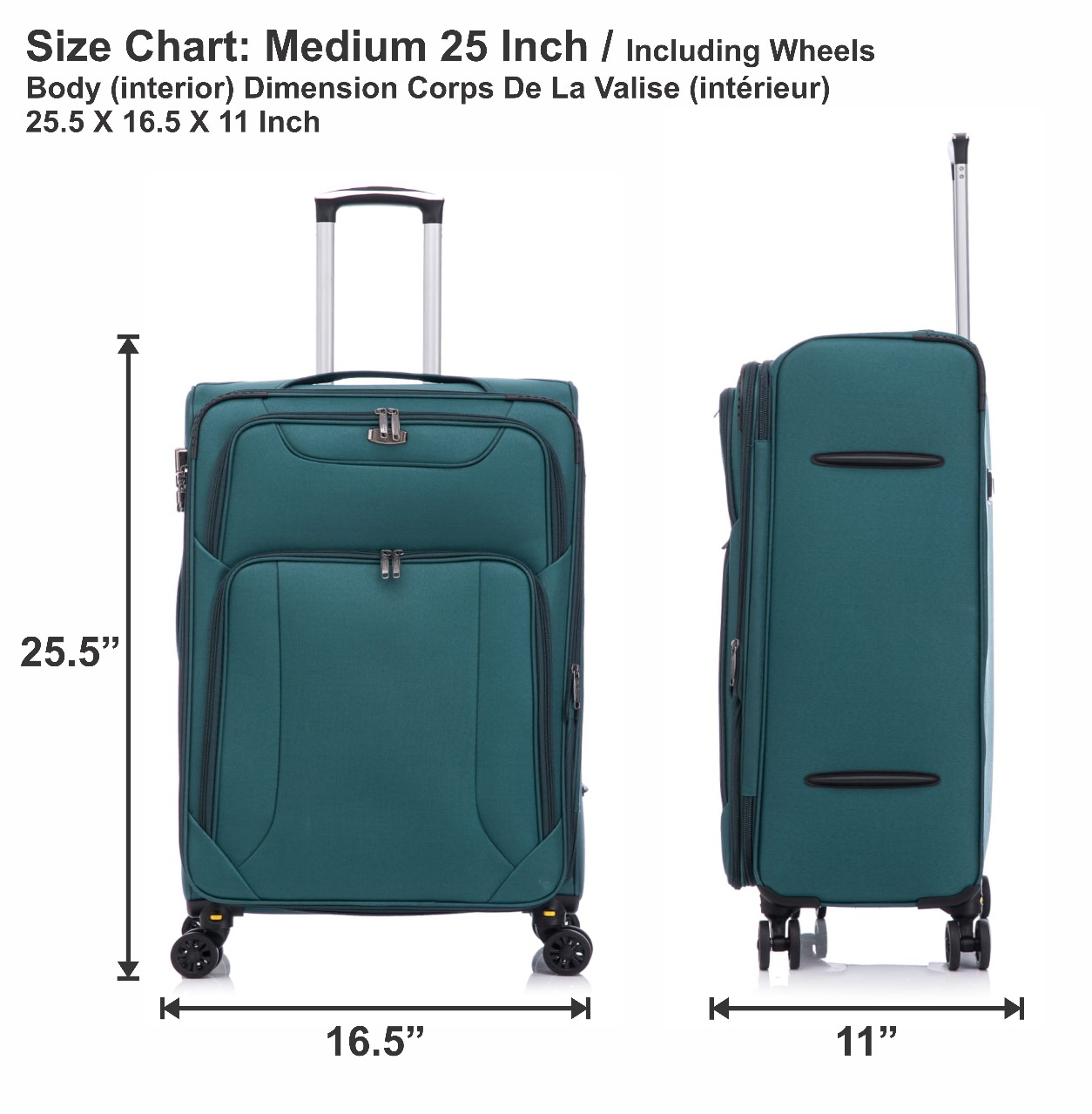 American Traveller 4 Piece Soft side Luggage Set Teal - Image 15